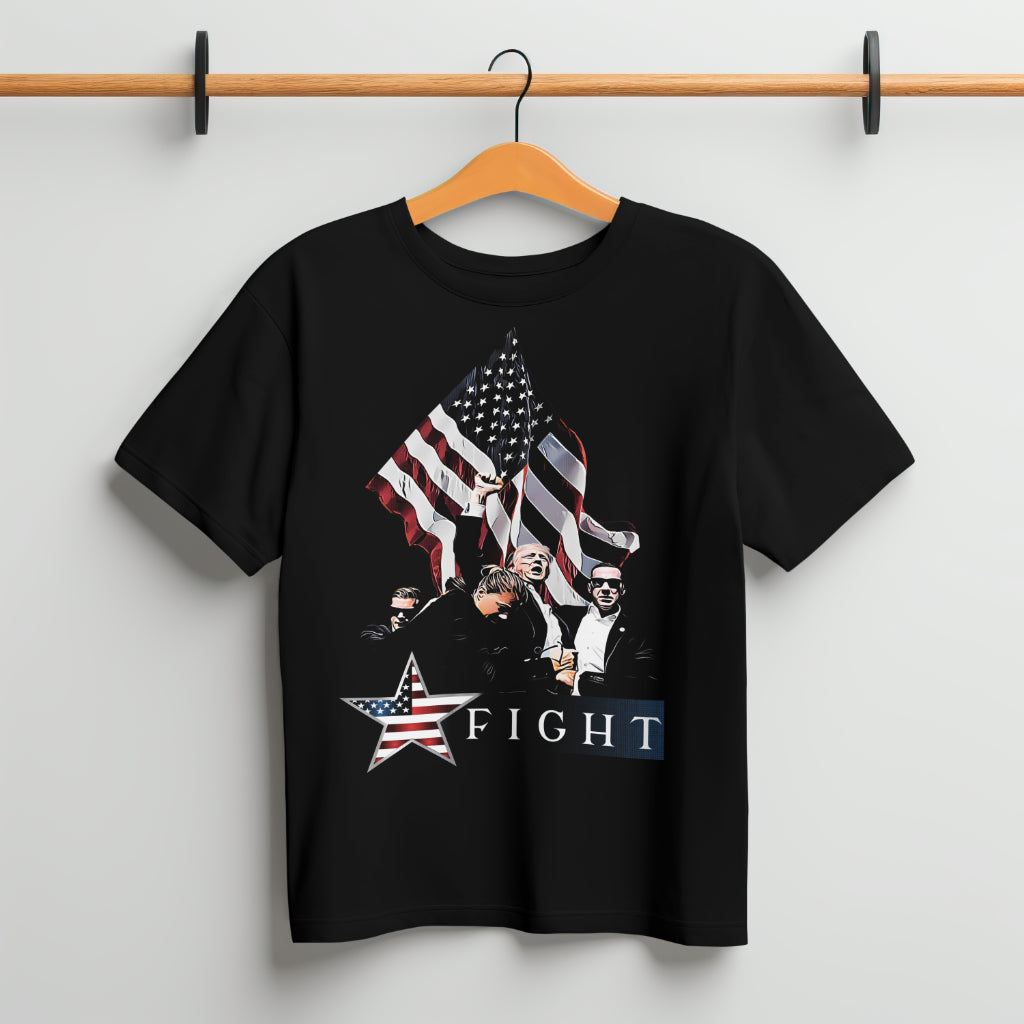 Donald Trump Fight American Patriotic Crew Neck T-Shirt